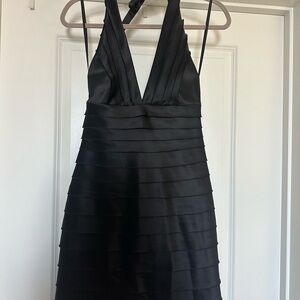 BCBGMaxAzria Black Backless Halter Dress